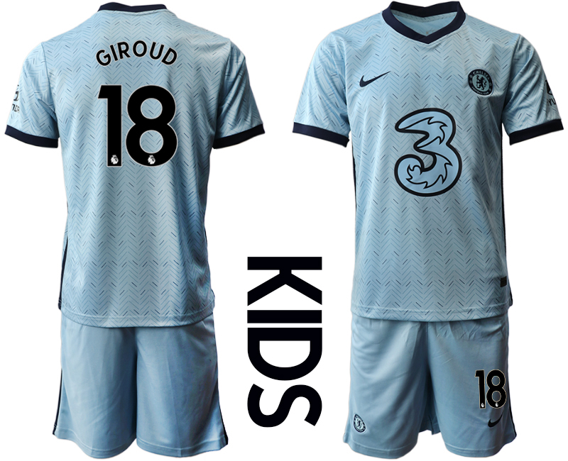 Youth 2020-2021 club Chelsea away Light blue #18 Soccer Jerseys